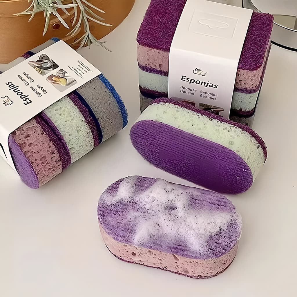 Esponja De Cozinha Dupla Face Colorida , Almofada De Limpeza Grossa De Alta Densidade