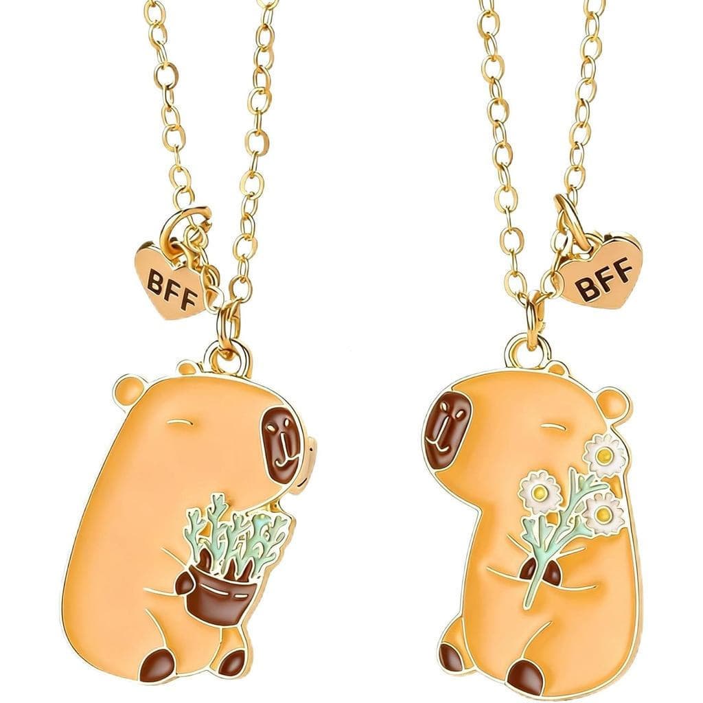 Colar de Capivara para 2 Pessoas, Conjunto de Colares para Melhores Amigas, Pingente de Capivara Fofo para Casais de Ani