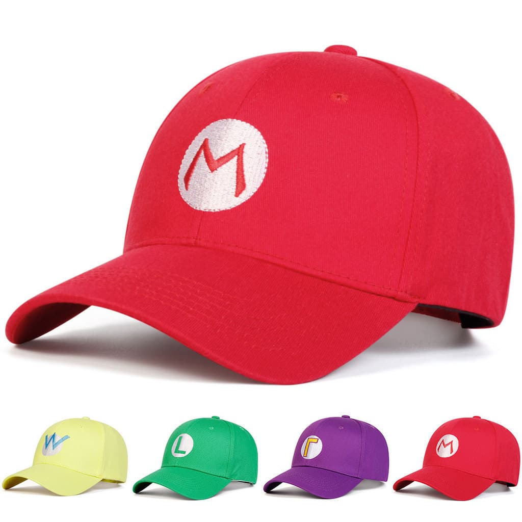 Super Mario Brothers Boné de pico protetor solar chapéu de sol carta desenho animado boné de beisebol masculino feminino