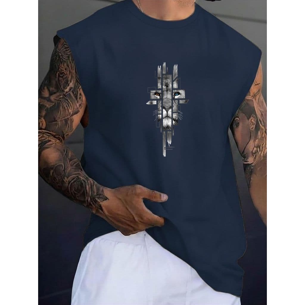 Regata Machão Masculina Leão De Judá Camiseta Cavada Cristã 100% Algodão Envio Imediato