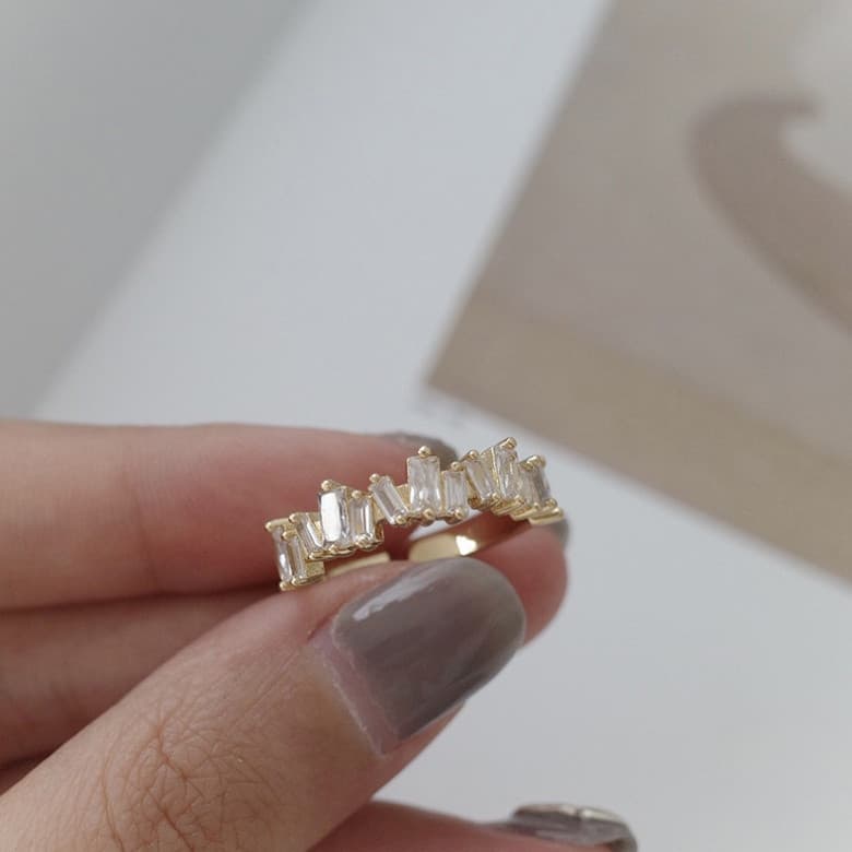 Moda Luxo Brilhante Anel Irregular De Zircônio Simples Requintado Jóias