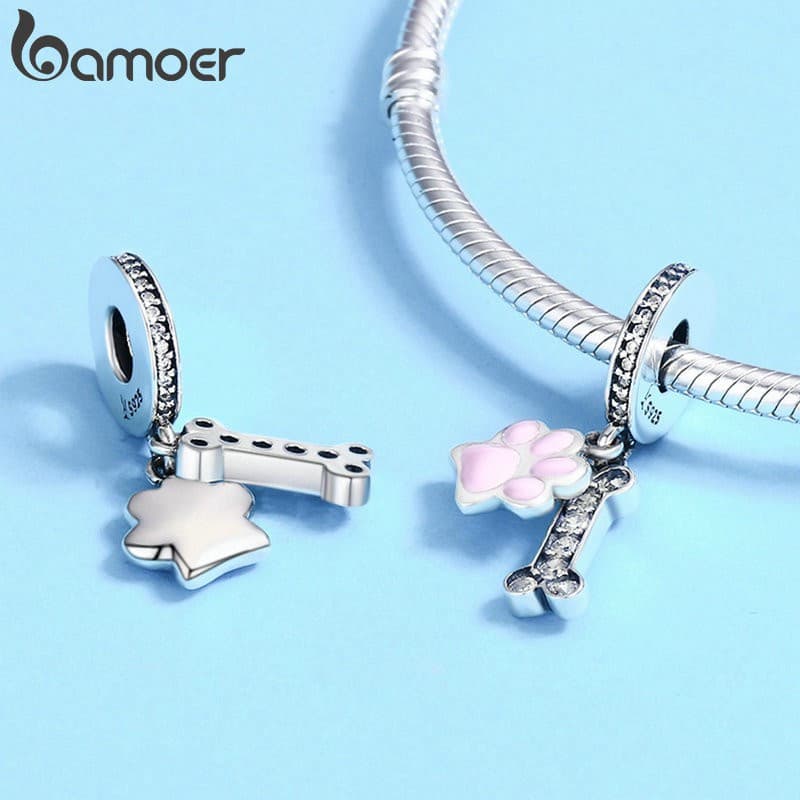 Bamoer Pet Amante Pingentes Encantos Fit Pulseiras Colares Mulheres Moda Beads & Jewelry Making PA5355