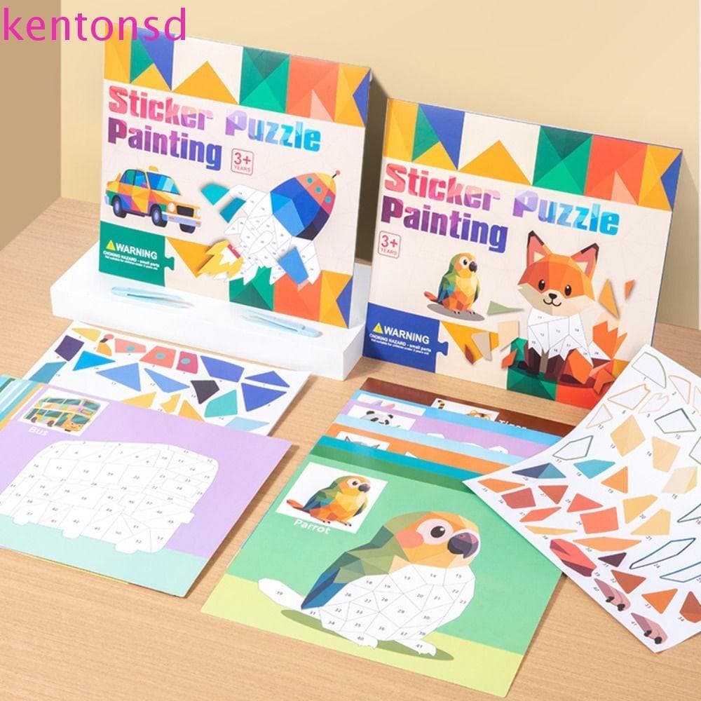 Livros De Adesivos Geométricos 3D KENTONSD , Kit De Material De Pasta DIY De Brinquedos Educativos De Papel , Feito À Mã