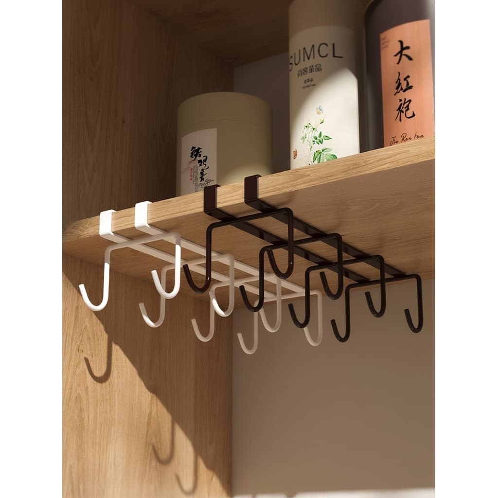 Gancho de cozinha sem perfuração sob o armário pendurado colher pá rack pendurado armário inferior copo rack de armazena