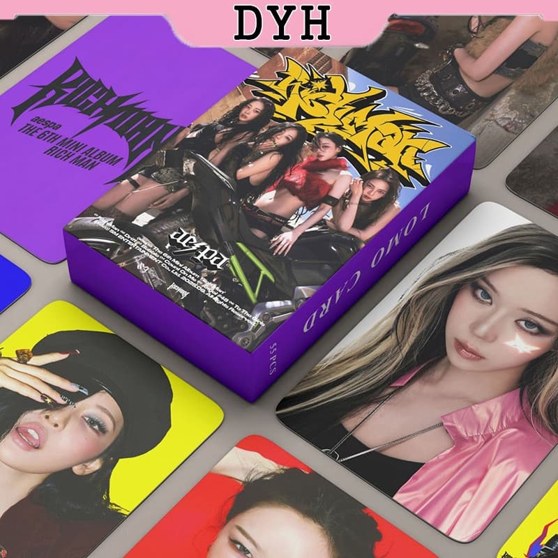 55pcs/box aespa photocards Rich Man Dirty Work Álbum Karina Winter Giselle NingNing Cartão LOMO Postal