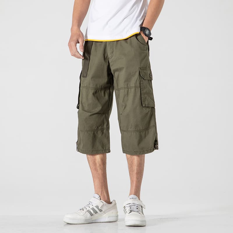 2026 novo estilo macacão calças cortadas verão estilo fino solto algodão puro mais gordura plus Size Shorts casuais masc