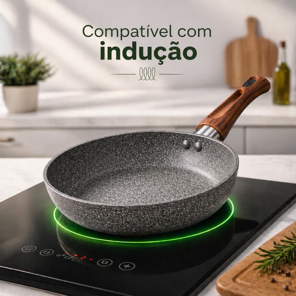 Frigideira Cerâmica Antiaderente Grande A Gás Indução Cooktop Elétrico Frita Sem Óleo Não Gruda 24cm