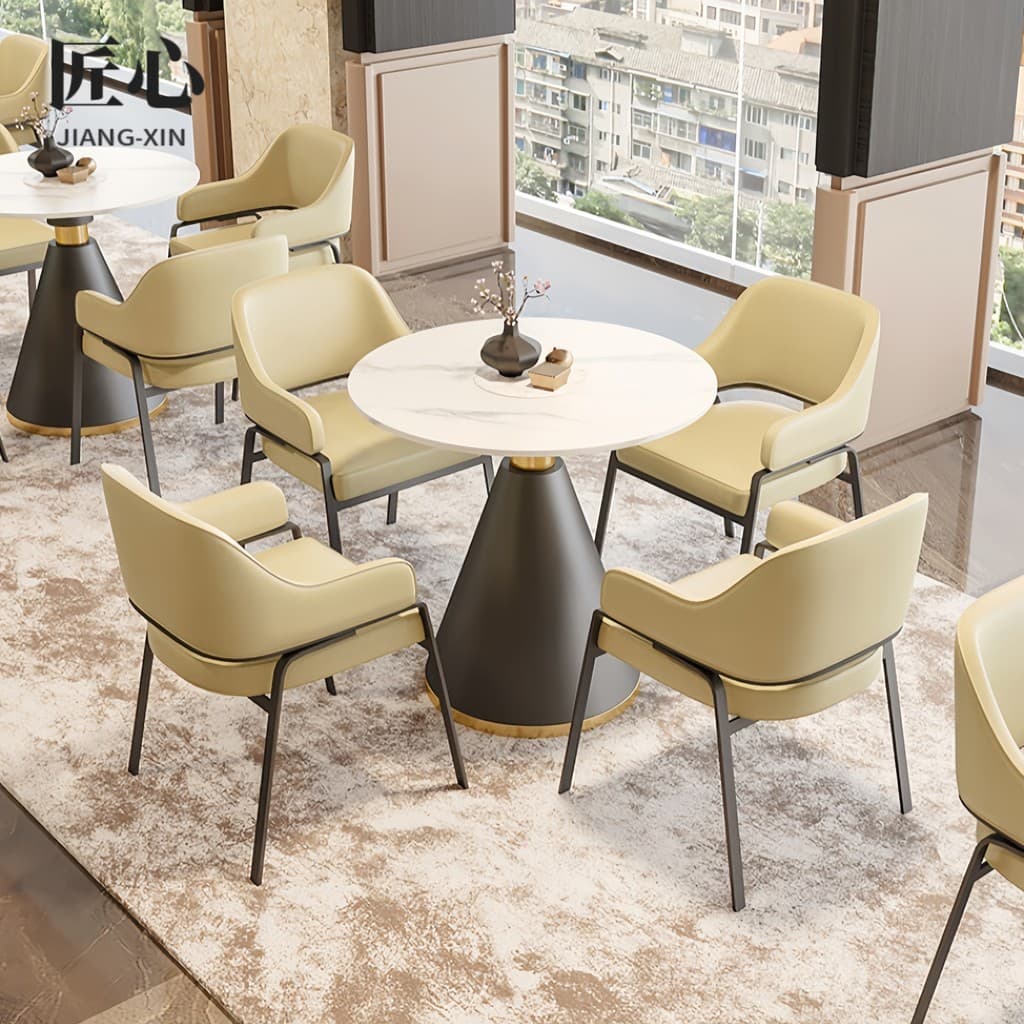 Escritório italiano luz luxo ardósia cadeira de mesa redonda combinação moderna simples cadeira de mesa de jantar estilo