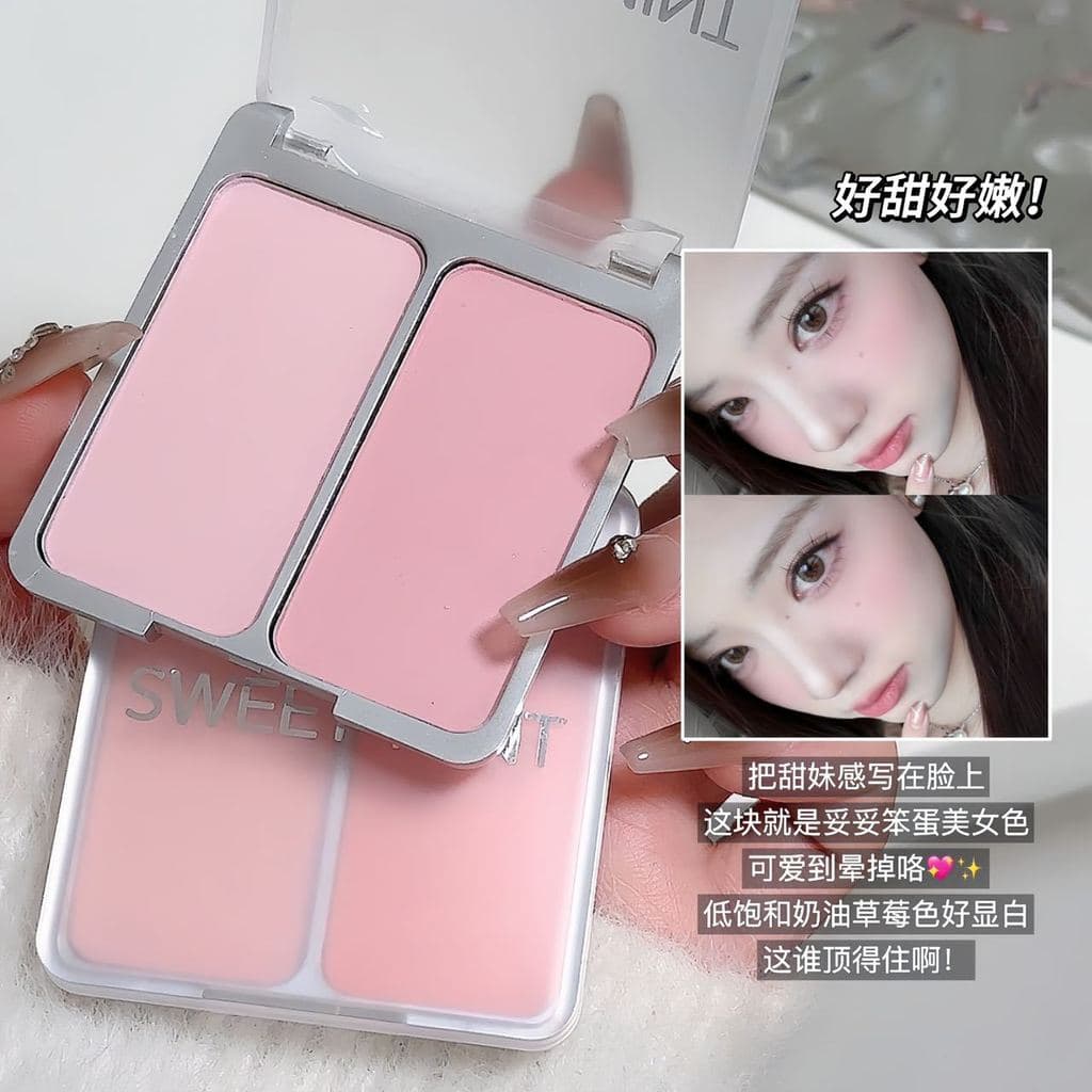 Doce hortelã duplo blush paleta de duas cores expansão cor blush roxo blush azul leite damasco em pó fosco reparação cla