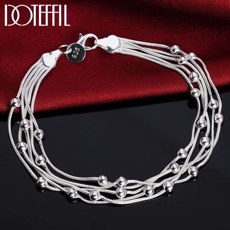 Pulseira DOTEFFIL de prata esterlina 925 com cinco contas em formato de uva, adequada para festas de noivado e como joia