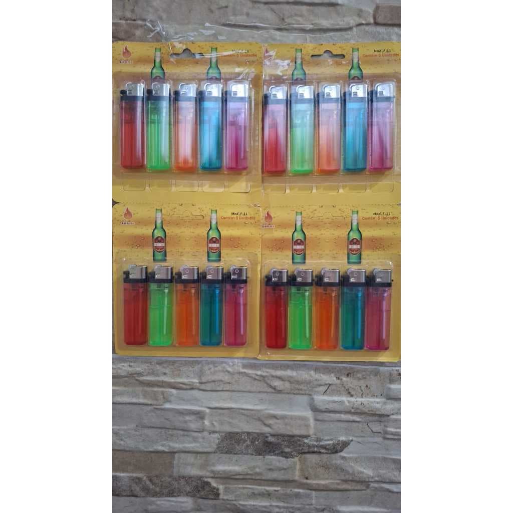 Cartela Com 5 Isqueiros COLORIDOS preço de atacado Atacado (Enviado conforme politica da shopee)