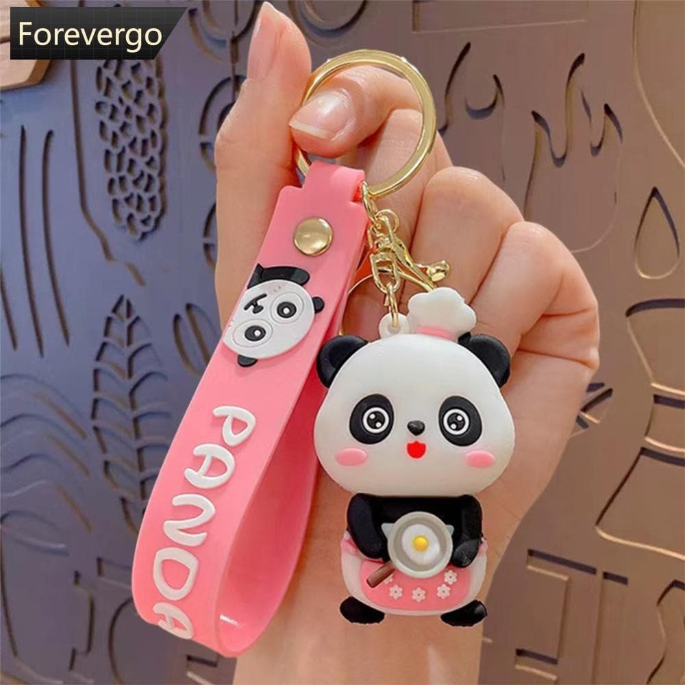 FOREVERGO Bonito Pandas Carro Chaveiro Pingente Dos Desenhos Animados Delicado Simples Para Meninas Casal Presentes T6U5