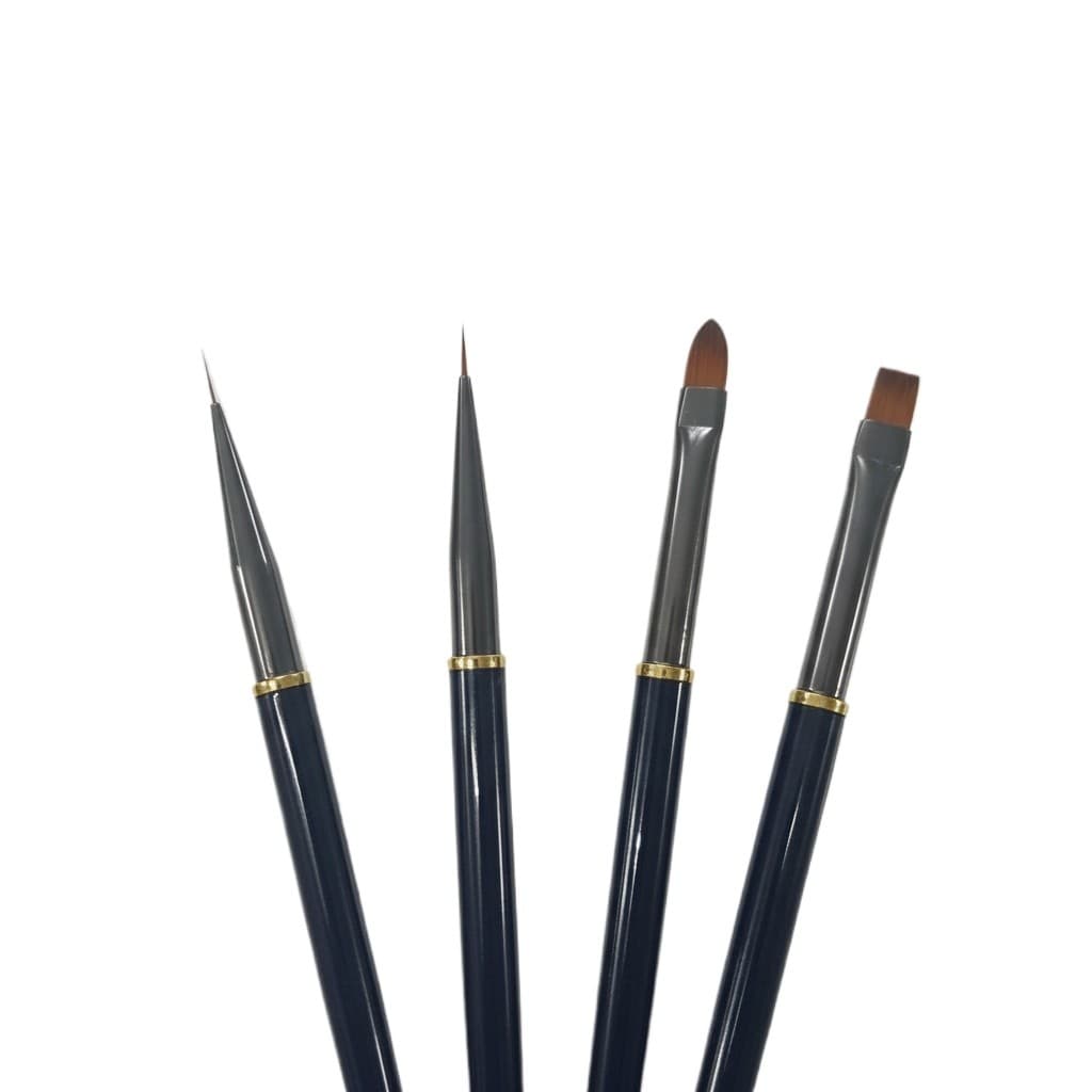 Kit 4 Pincéis Profissionais para Unhas em Gel e Nail Art – Aplicação, Detalhe e Acabamento