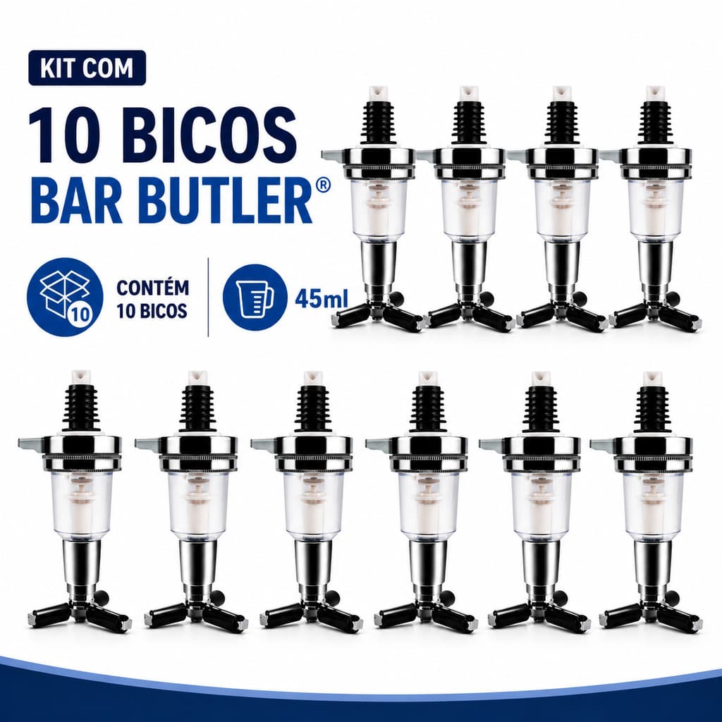 Dosador para Dispenser de Bebidas Bar Butler Bico Reposição 45ml kit com 10