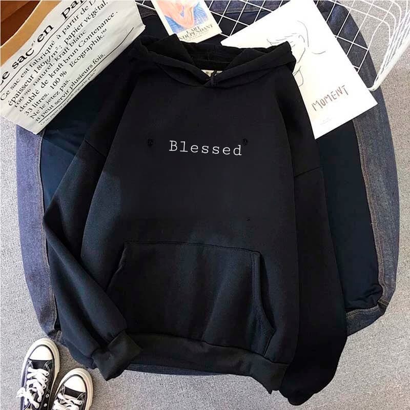 Canguru  Blusa de Frio Capote Capuz Bolso Canguru Unissex Blessed Estampado