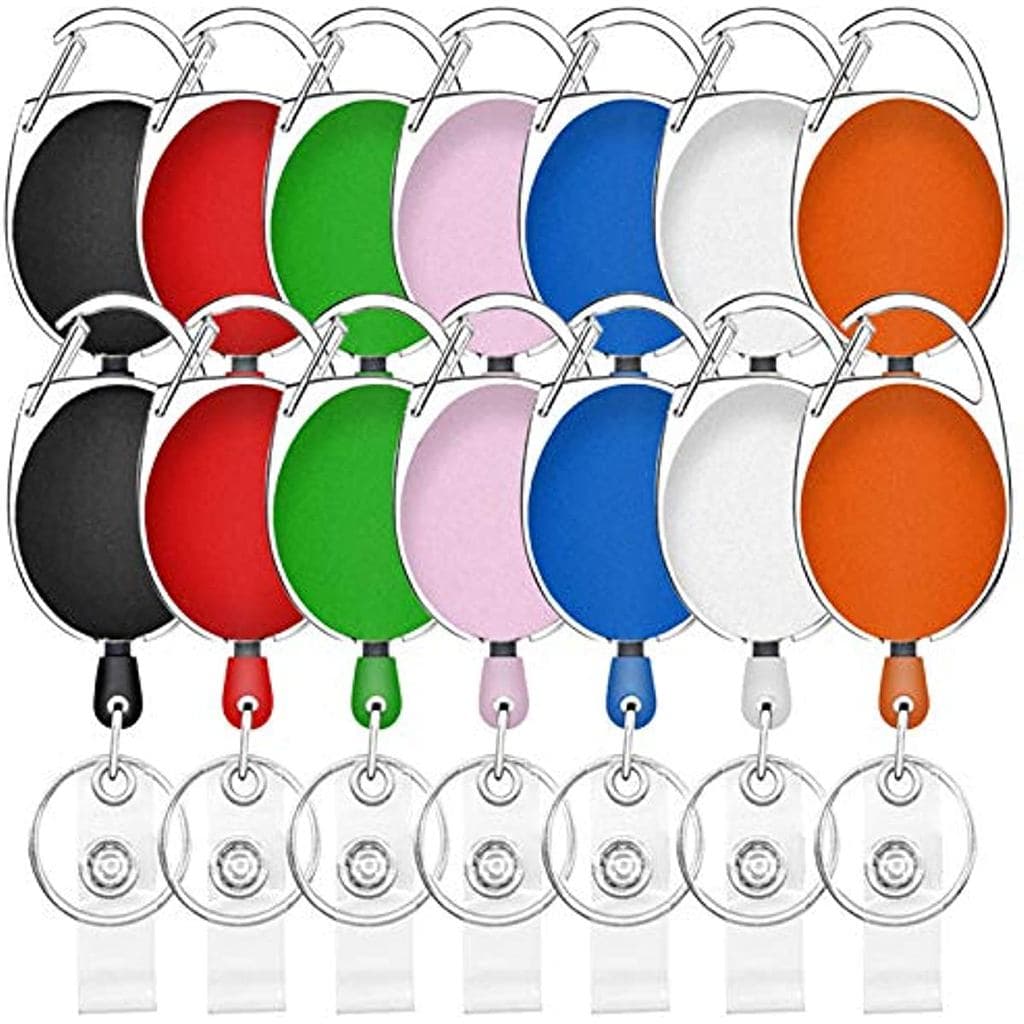 14 Pacotes Porta-Crachá Retrátil Mosquetão Carretel De Multicolorido Chaves f