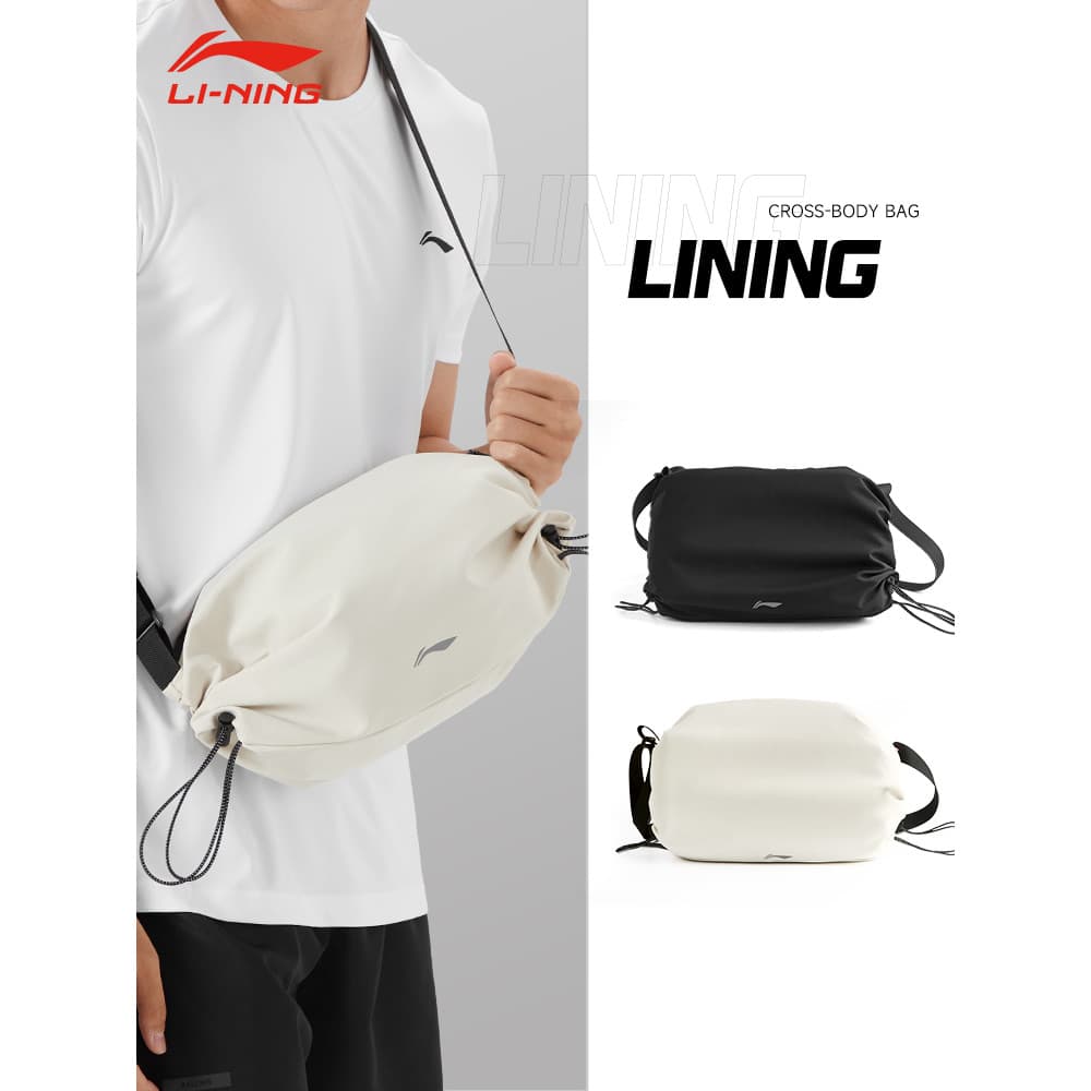 Li Ning Bolsa mensageiro masculina de grande capacidade multifuncional esportiva bolsa de cintura à prova d'água bolsa d