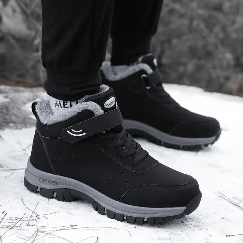 Botas de Inverno Masculinas com Forro de Pelúcia, Impermeáveis e Antiderrapantes para Caminhadas, Trabalho e Uso Casual