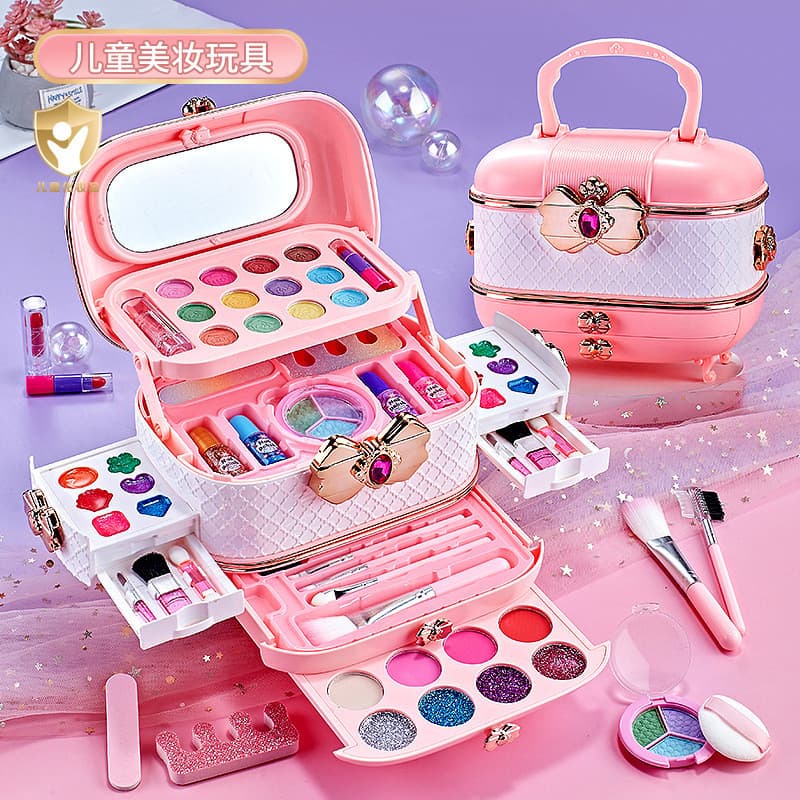 Conjunto de cosméticos para crianças, brinquedos de maquiagem para meninas, princesa, caixa de maquiagem, batom, esmalte