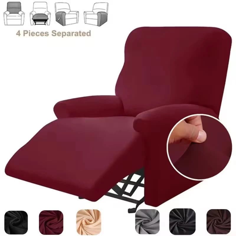 4 Unidades/Conjunto Capa De Sofá Reclinável Elástica De Cor Sólida Capas Elásticas Antiderrapantes Para Poltronas
