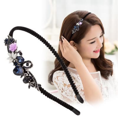 Elegante simples coreano bonito Hairpin com imprensa de diamante grampo de cabelo preto faixa de cabelo outono inverno A