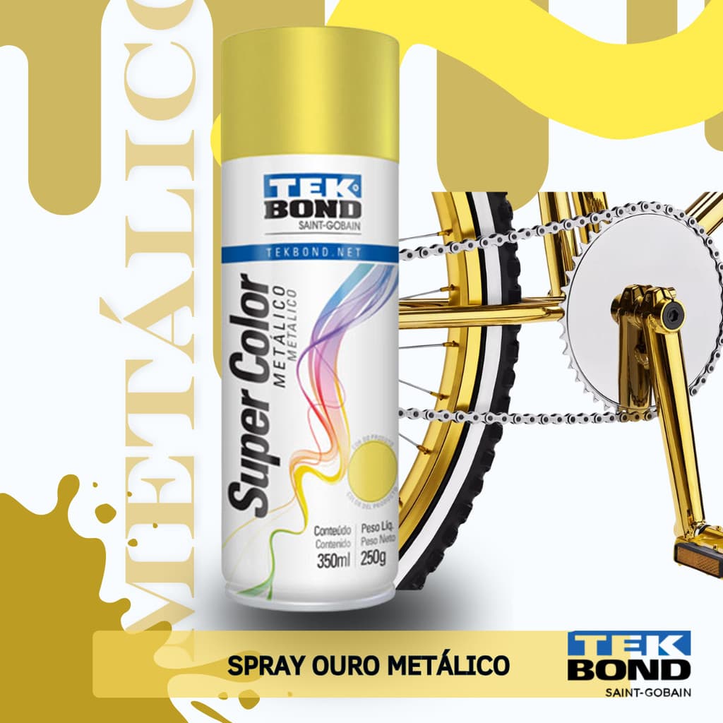 Tinta Spray Ouro Metálico- Tekbond 350ML