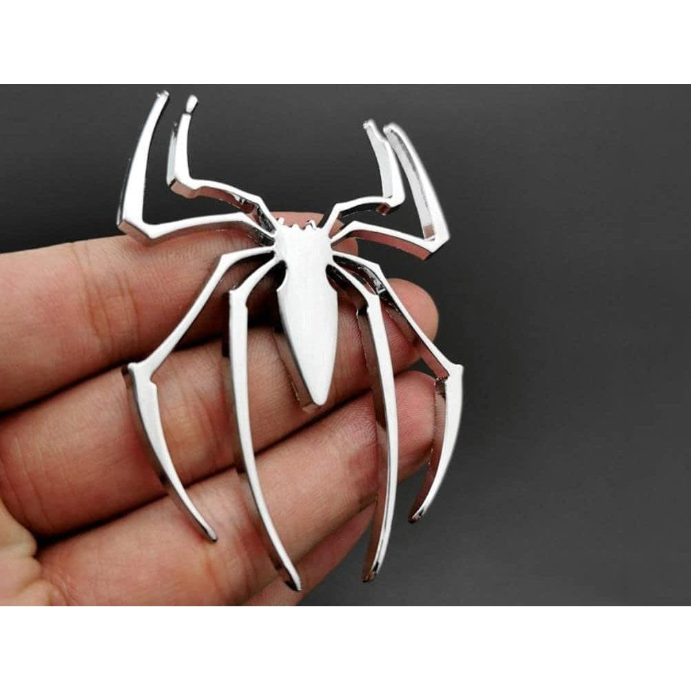 2 Adesivos 3D de Emblema de Aranha para Carro, Adesivos de Aranha em Metal Cromado Prateado para Veículos Universais, Ca