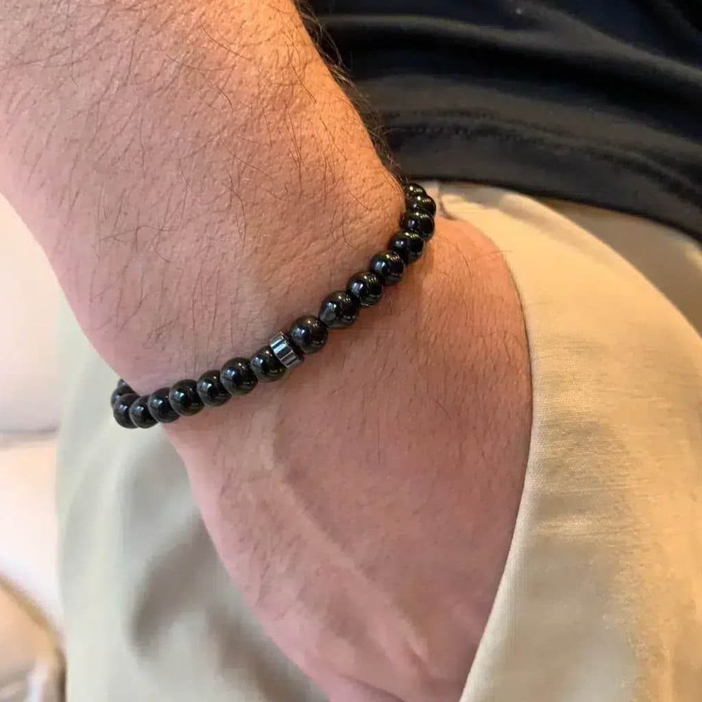 Pulseira Masculina Preta Ônix 6mm