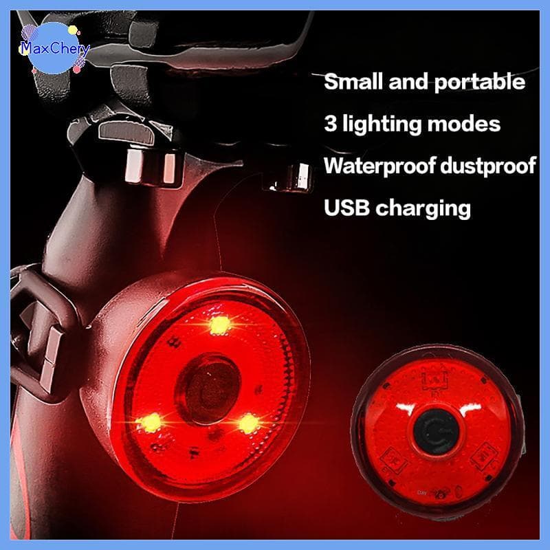 MCHY > Luz Traseira De Bicicleta USB 3 Modos Lâmpada De Segurança Recarregável Para Visibilidade Noturna E Ciclismo Urba