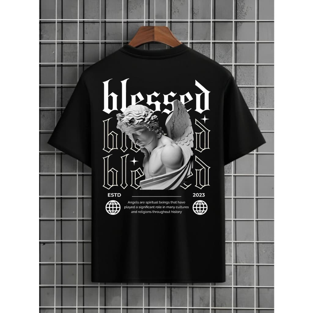 Camisa Masculina Blessed 100% Algodão Penteado 30.1 Camiseta Streetwear Manga Curta