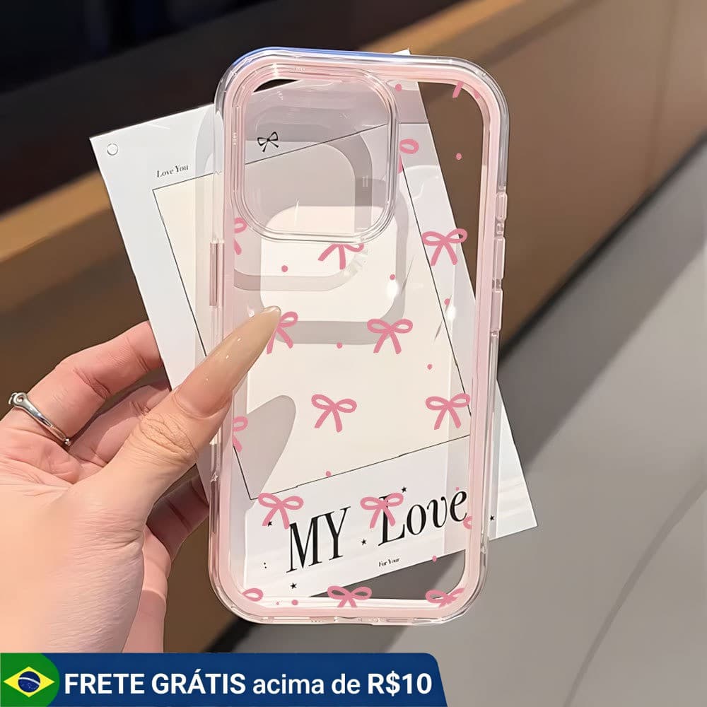 Bowknot 2 Em 1 Capa Capinha Para iPhone 17 Air 16 15 14 Plus 13 12 11 Pro Max Acrílico Transparente Anti-Impacto