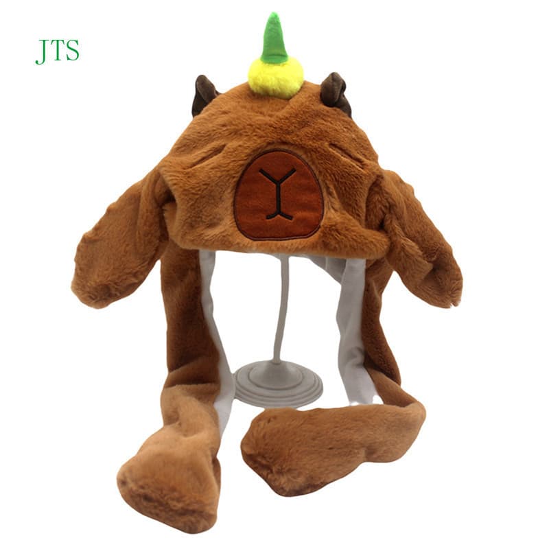 JTS Capivara Chapéu De Orelha Com Orelhas Móveis Gorros De Pelúcia Pode Movendo Protetores De Ouvido Airbag Cap Proteção