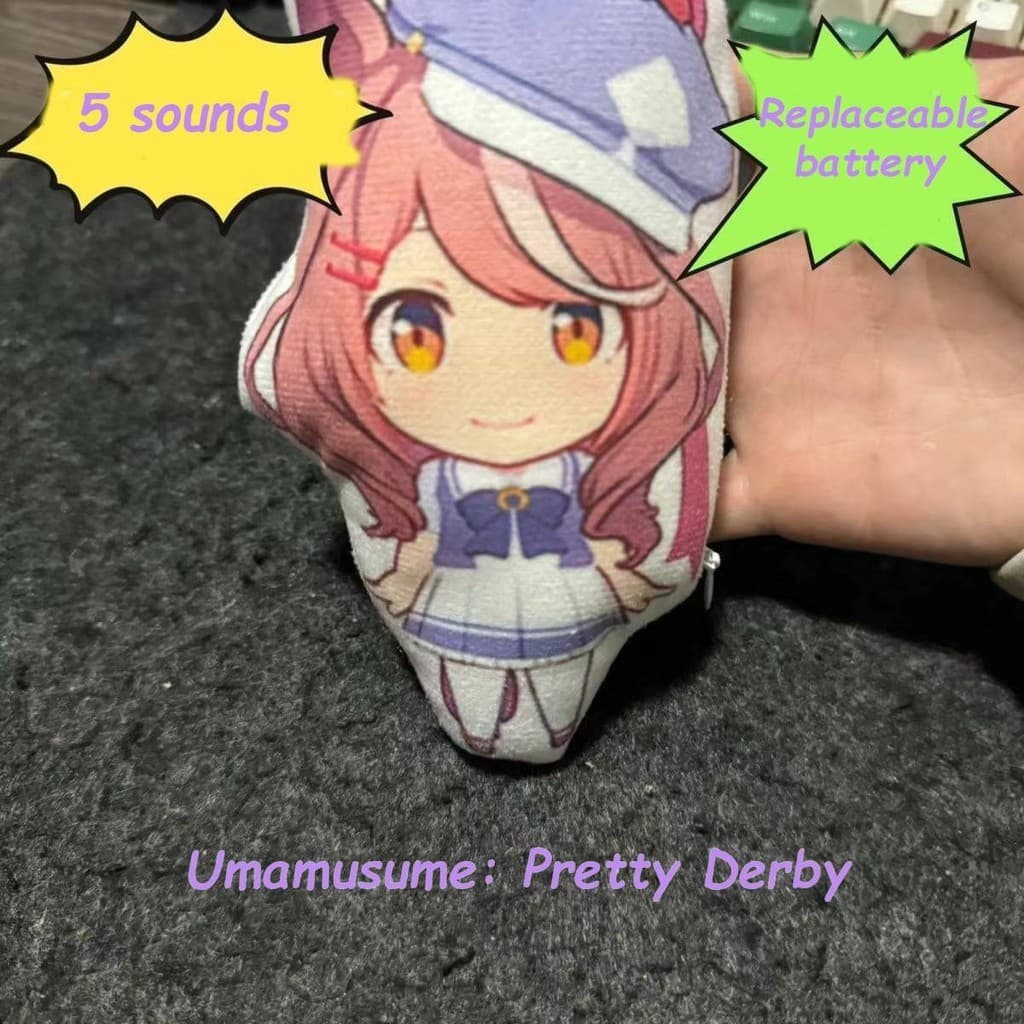 Umamusume Pretty Derby 5 boneca chaveiro com sons luxuosos 15cm, pingente fofo para bolsa, presente divertido
