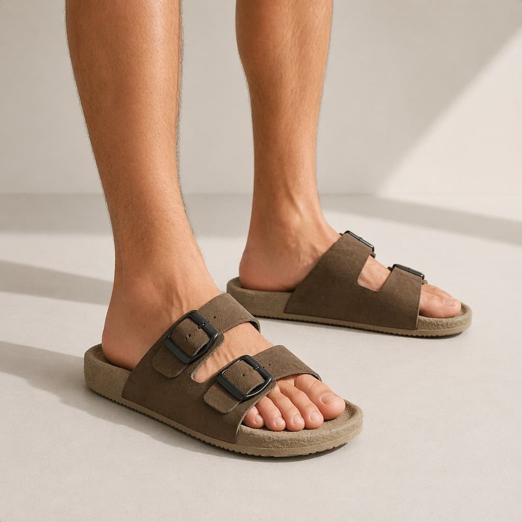 Papete Masculina Ajustável Fivela Dupla Conforto Extremo Solado Antiderrapante Casual Verão