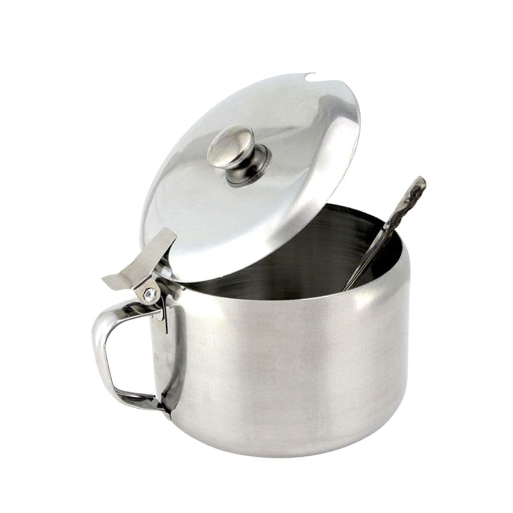 Açucareiro Inox Com Tampa e Colher Decorada 450ml