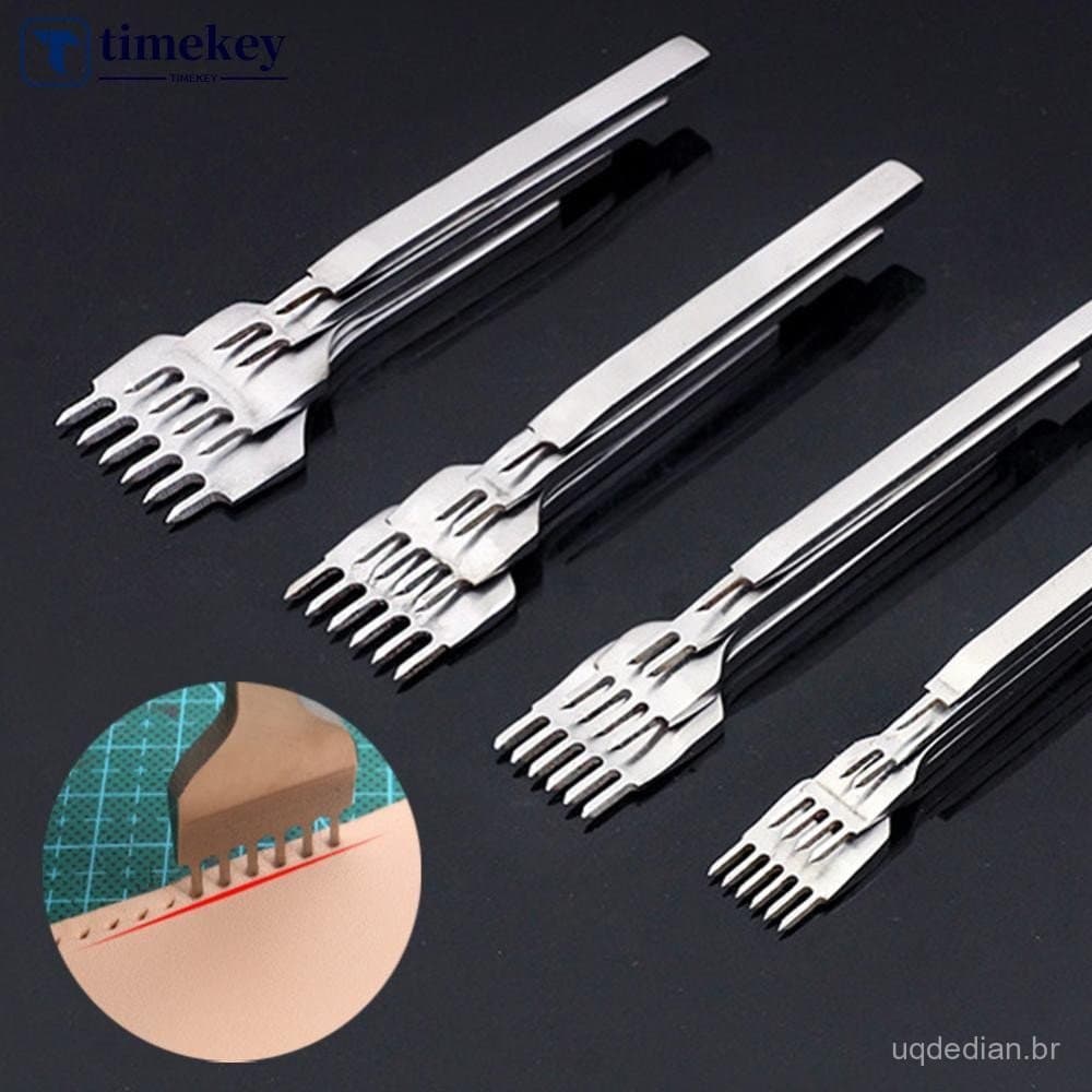 1/2/4/6 Pinos 3 5/6mm Espaçamento Perfurador Ferramenta Metal Couro Cinzel Buraco De Costura Diamante Picar Ferr
