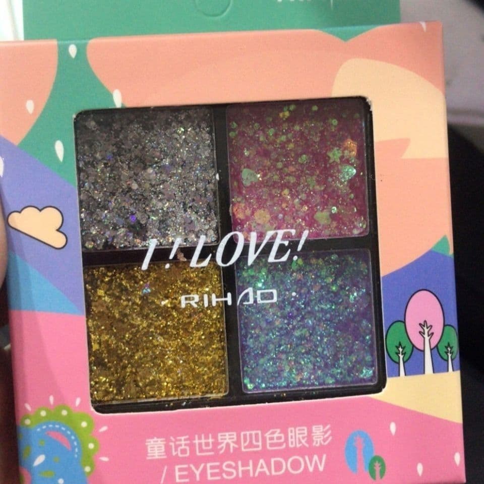 Paleta de sombras de lantejoulas de quatro cores, produto doméstico, maquiagem brilhante, brilho perolado, brilhante, es