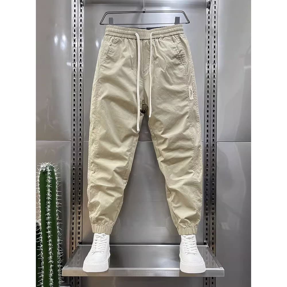2025 verão novo estilo lavado macacão único grande bolso calças casuais soltas elásticas Harem calças masculinas