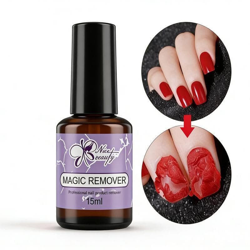 Removedor Mágico de Esmalte em Gel Nice Beauty 15ml Balanceado Hidratante Eficaz e Saudável para Unhas