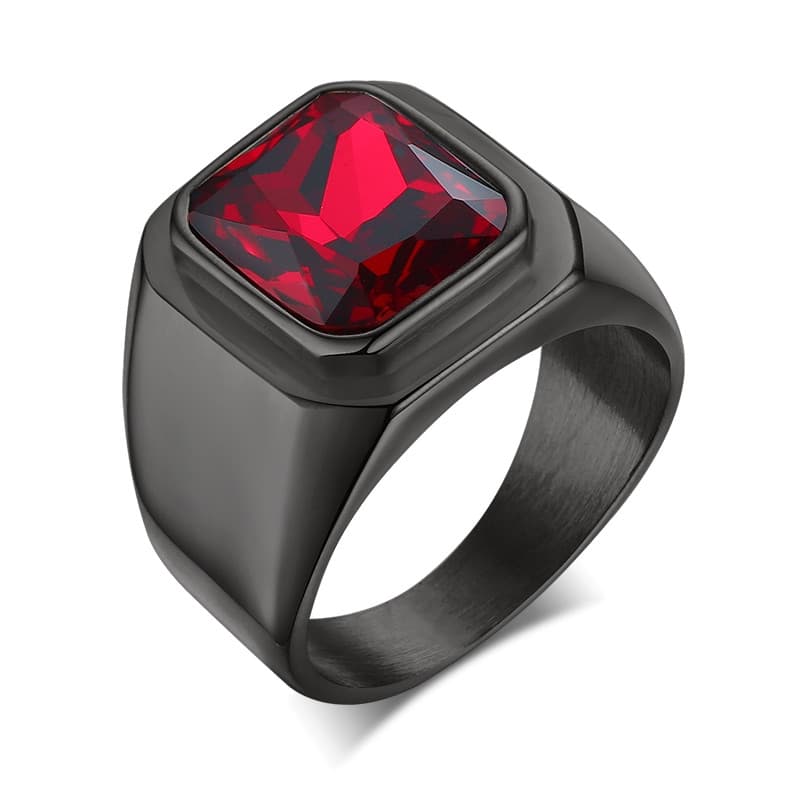 Anel de Noivado e Casamento Clássico para Homens Vnox com Zircônia Vermelha Estilo Punk