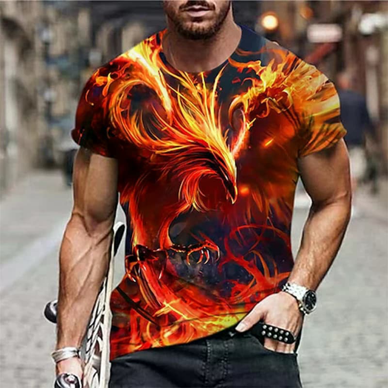 Nova Moda Phoenix T Camisas Pássaro Impressão 3D Homem Mulher Manga Curta Camiseta Streetwear Oversized Harajuku Criança