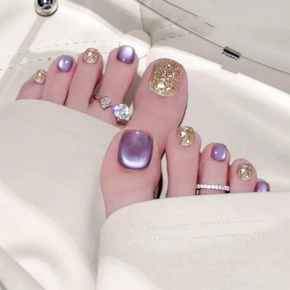 Kit 24/48/72 Unhas Postiças para Pés Decoradas Prontas para Uso Fácil Aplicação