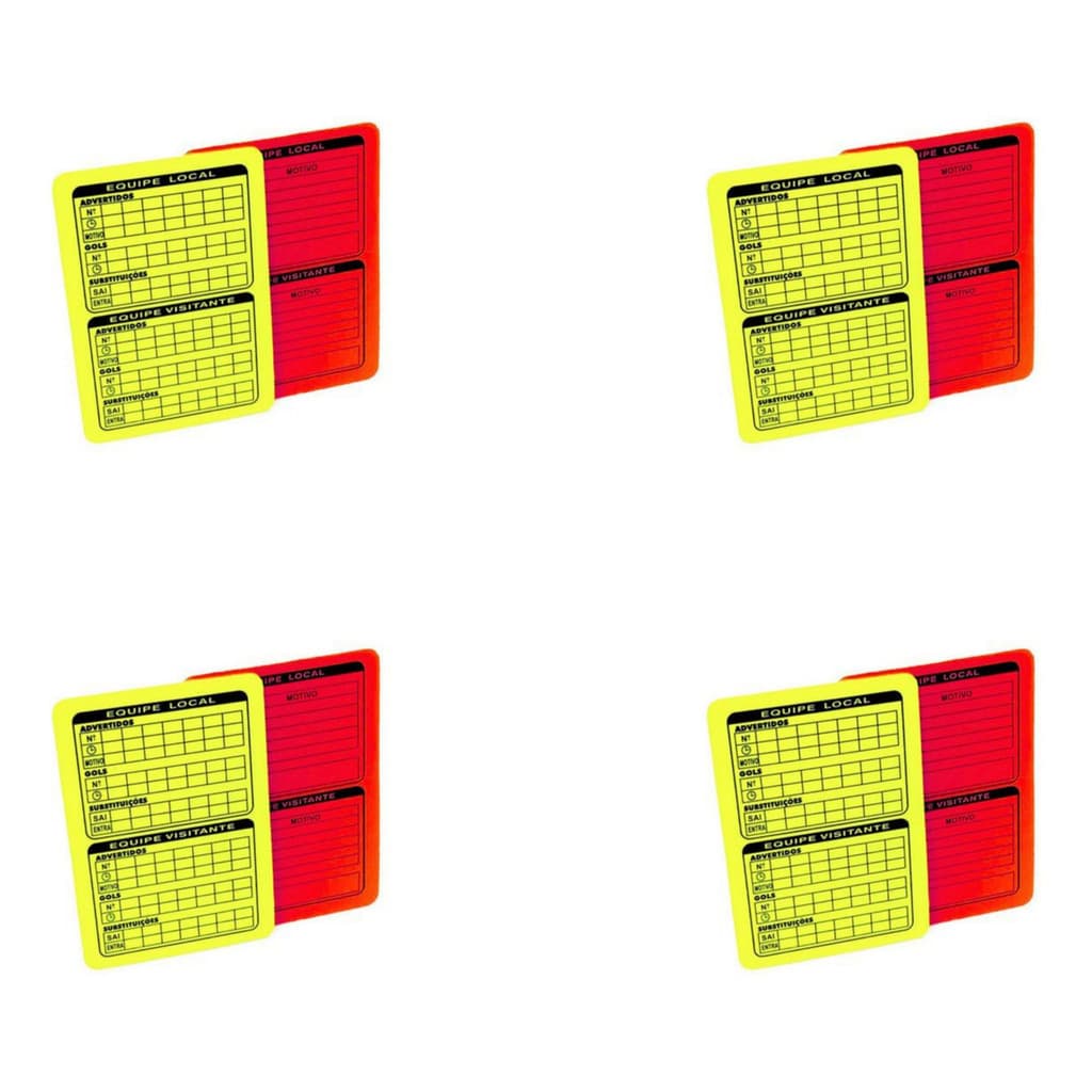 Kit 04 Cartão De Futebol ProfissionalVermelho E Amarelo Arbitragem