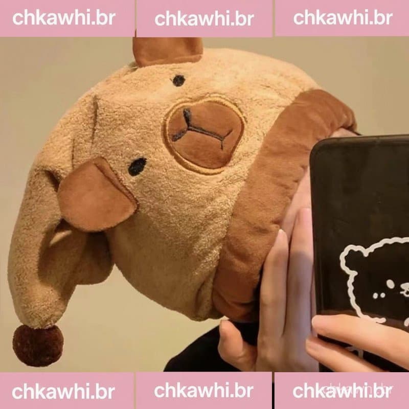 Bonito Dos Desenhos Animados Capivara Touca De Cabelo Seco Coral Veludo Macio Absorvente De Secagem Rápida Banho Cabeça