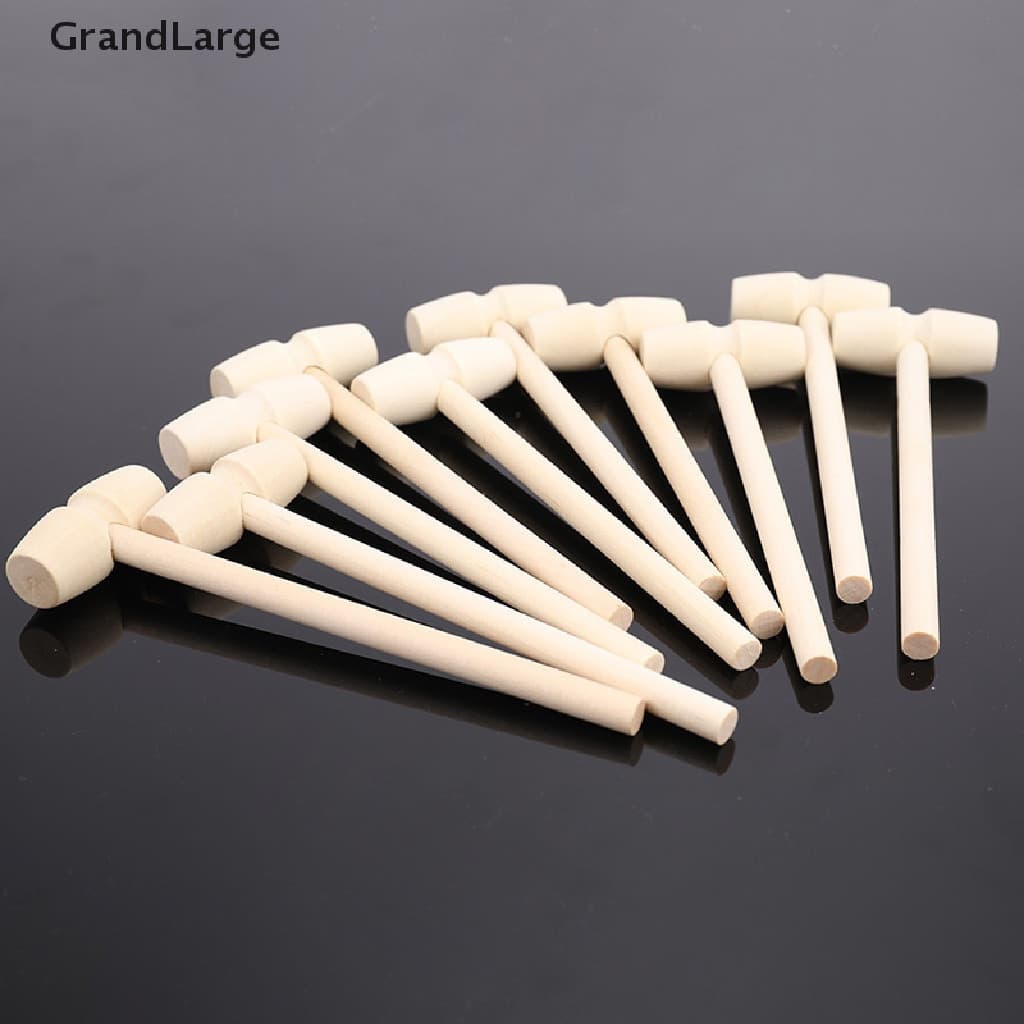 [10PCS Mini Martelo De Madeira Maciça Para Crianças Com Brinquedos De Cabeça Plana BR