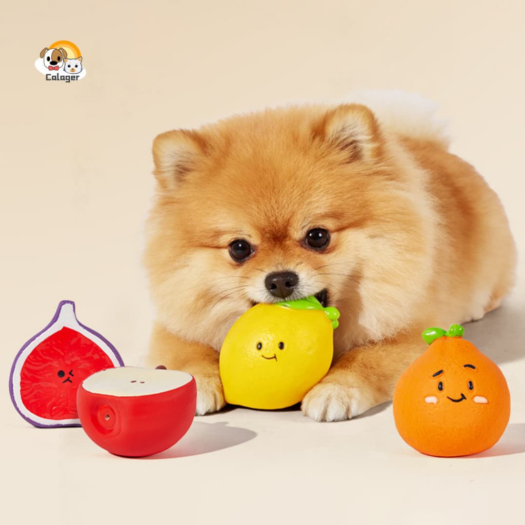 Dog Toy Pet Fruit Shape Chew Soft Latex Bite Resistant Dental Care Molar Teeth Cleaning Interactive Sound Making Puppy f