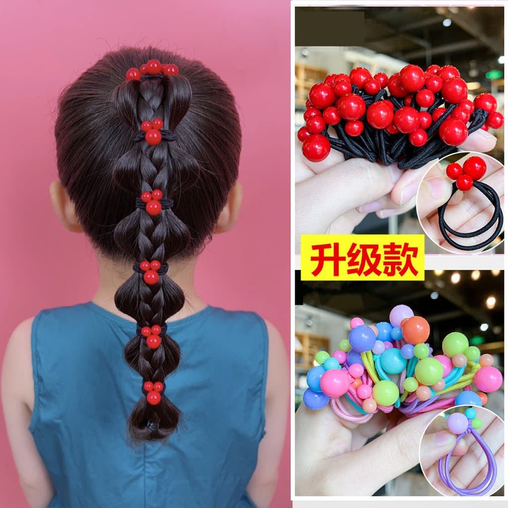 Xiaoxigua anel de cabelo colorido bebê não machuca o cabelo faixa de borracha menina crianças trançado ervilhas vermelha
