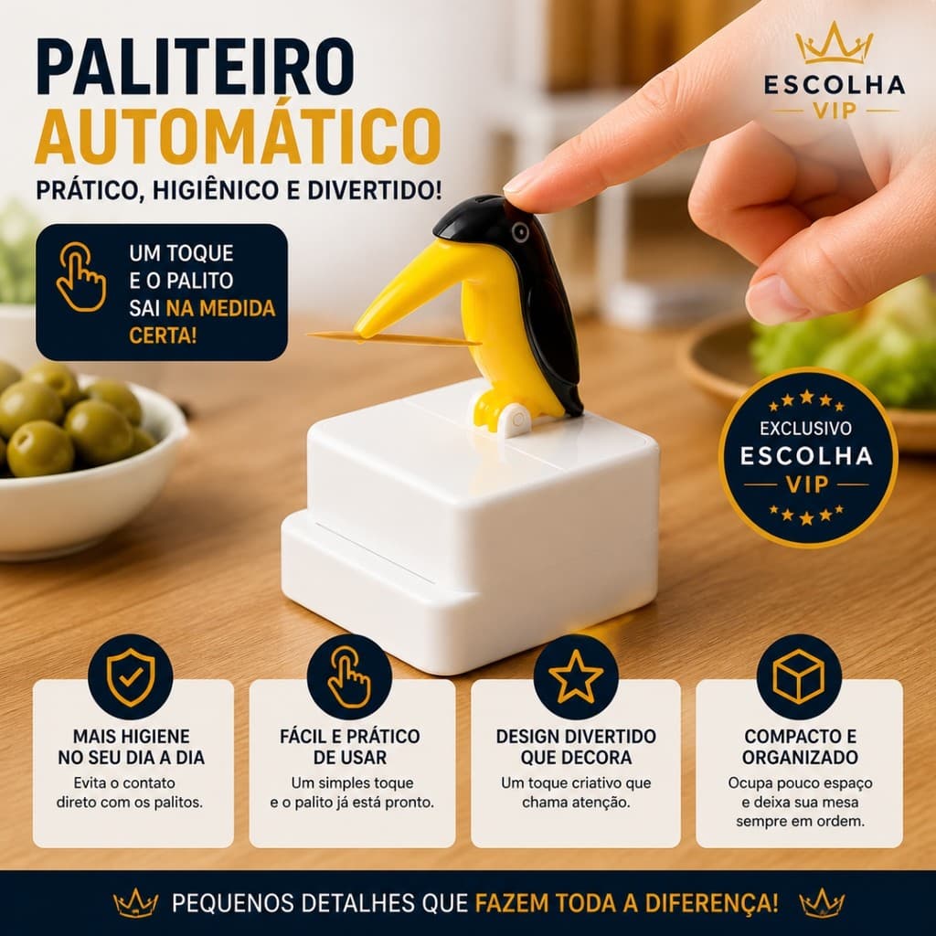 Porta Palitos Automático Criativo Fácil De Usar Dispenser Palito Automático Prático Higiênico Decorativo