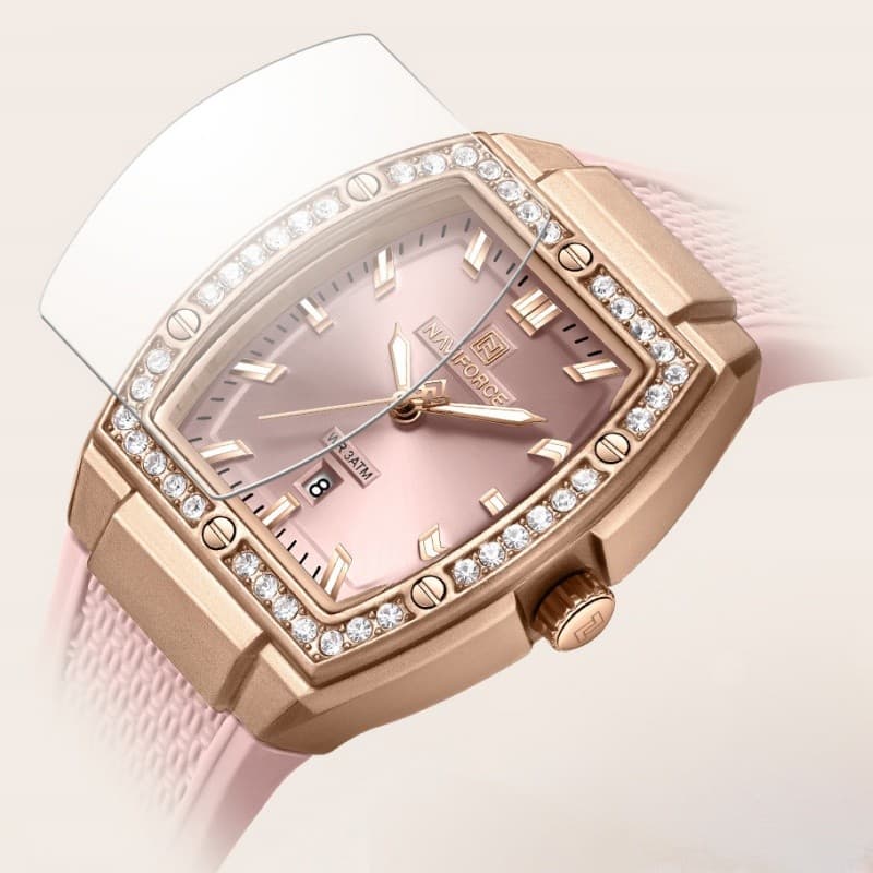 NAVIFORCE Relógio Feminino Calendário De Quartzo 3ATM À Prova D'água Luminosa Pulseira De Silicone De Pulso Reloj Mujer