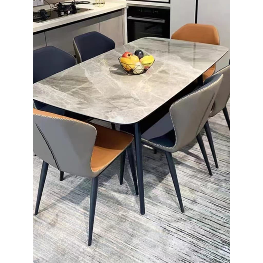 Luz italiana luxo brilhante ardósia mesa de jantar moderno simples casa mesa jantar cadeira combinação pequeno apartamen